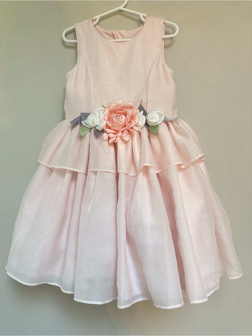 Pippa & Julie Pink Sleeveless Dress Girls 5 Tulle Skirt‎ Floral Waist